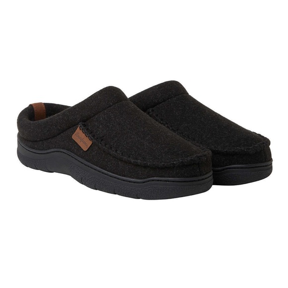 New Mens Dearfoams Slippers Black SLIP ON MEMORY FOAM EASY ON indoor outdoor - Picture 2 of 8